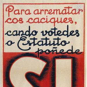 Cartel deseñado por Isaac para a campaña do plebiscito do Estatuto de Autonomía, 1936