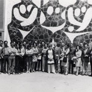 Asistentes del I Seminario del Libro Gallego, O Castro de Samoedo, 1972. Blanco-Amor es el primero por la derecha