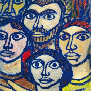 Xentes que ollan, 1971 (a derradeira pintura que fixo Díaz Pardo). Óleo sobre lenzo, 43 x 43 cm