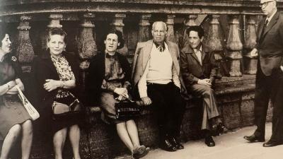 En Compostela Elena Montero, Maruxa Seoane, Carmen Arias Mimina, Blanco Amor, Díaz Pardo y Seoane